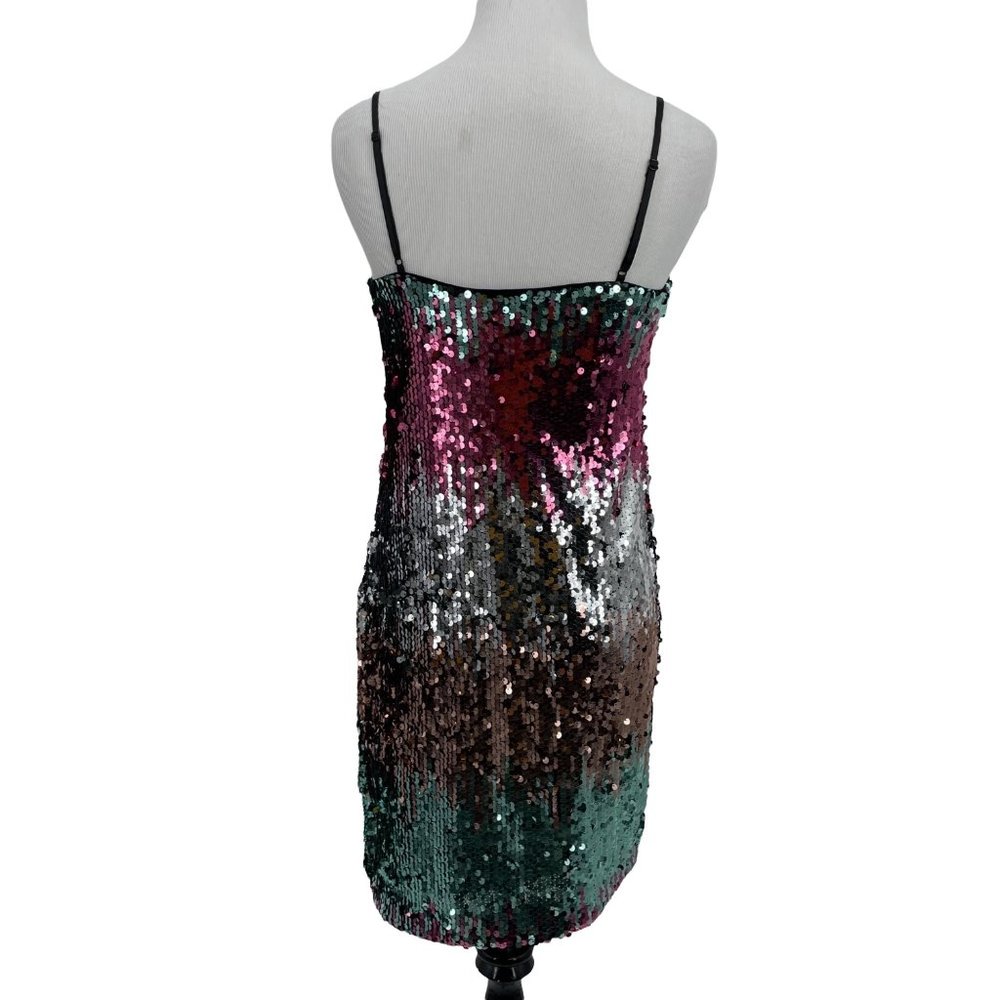 Express Size X-Small Multicolor Sequined Mini Dress Cocktail Party Bling Sparkly - Picture 5 of 7